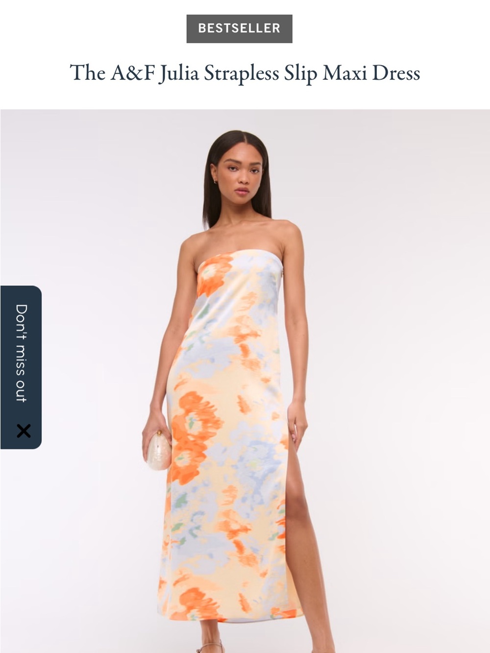 A&F JULIA STRAPLESS SLIP MAXI DRESS FLORAL MEDIUM NWT